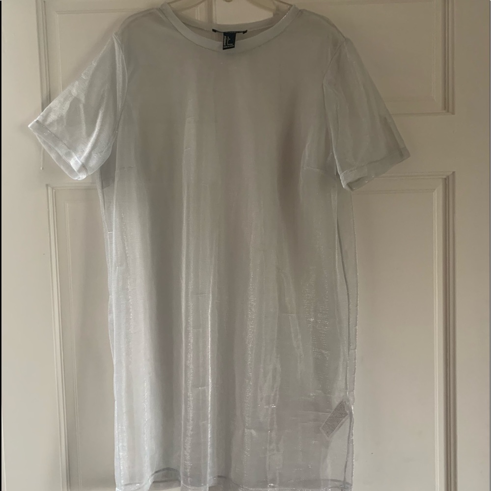 Sheer Silver sparkly T-shirt dress